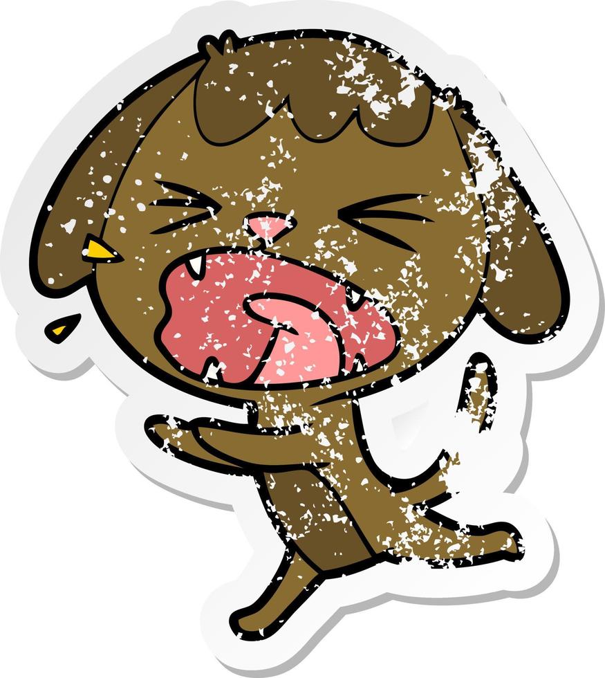 distressed sticker of a cute cartoon dog vector