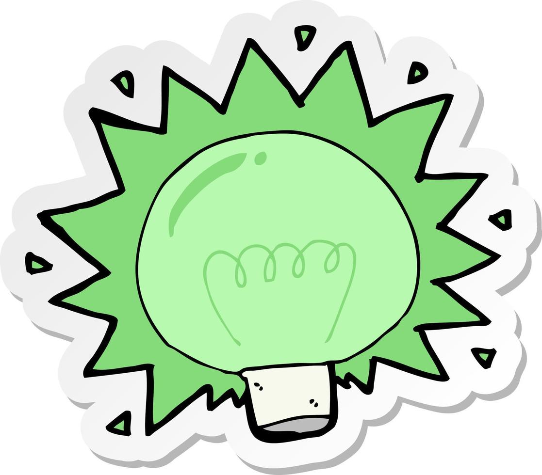 sticker of a cartoon flashing green light bulb vector