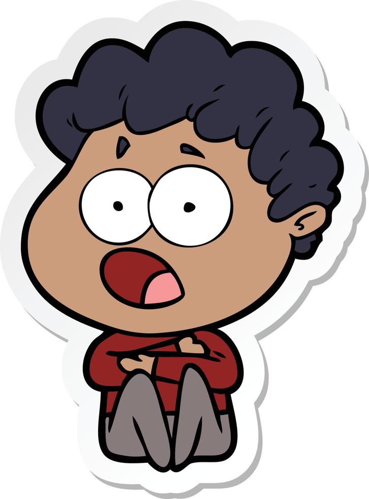 sticker of a cartoon man gasping in surprise vector