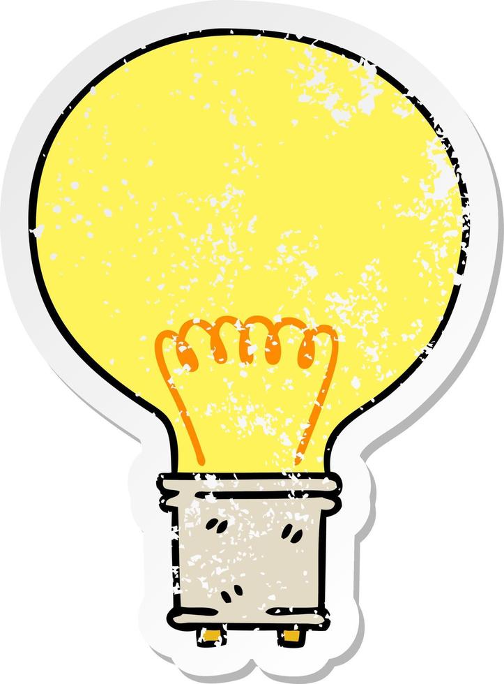 distressed sticker of a quirky hand drawn cartoon light bulb vector