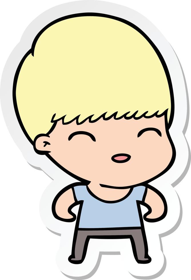 sticker of a happy cartoon boy vector