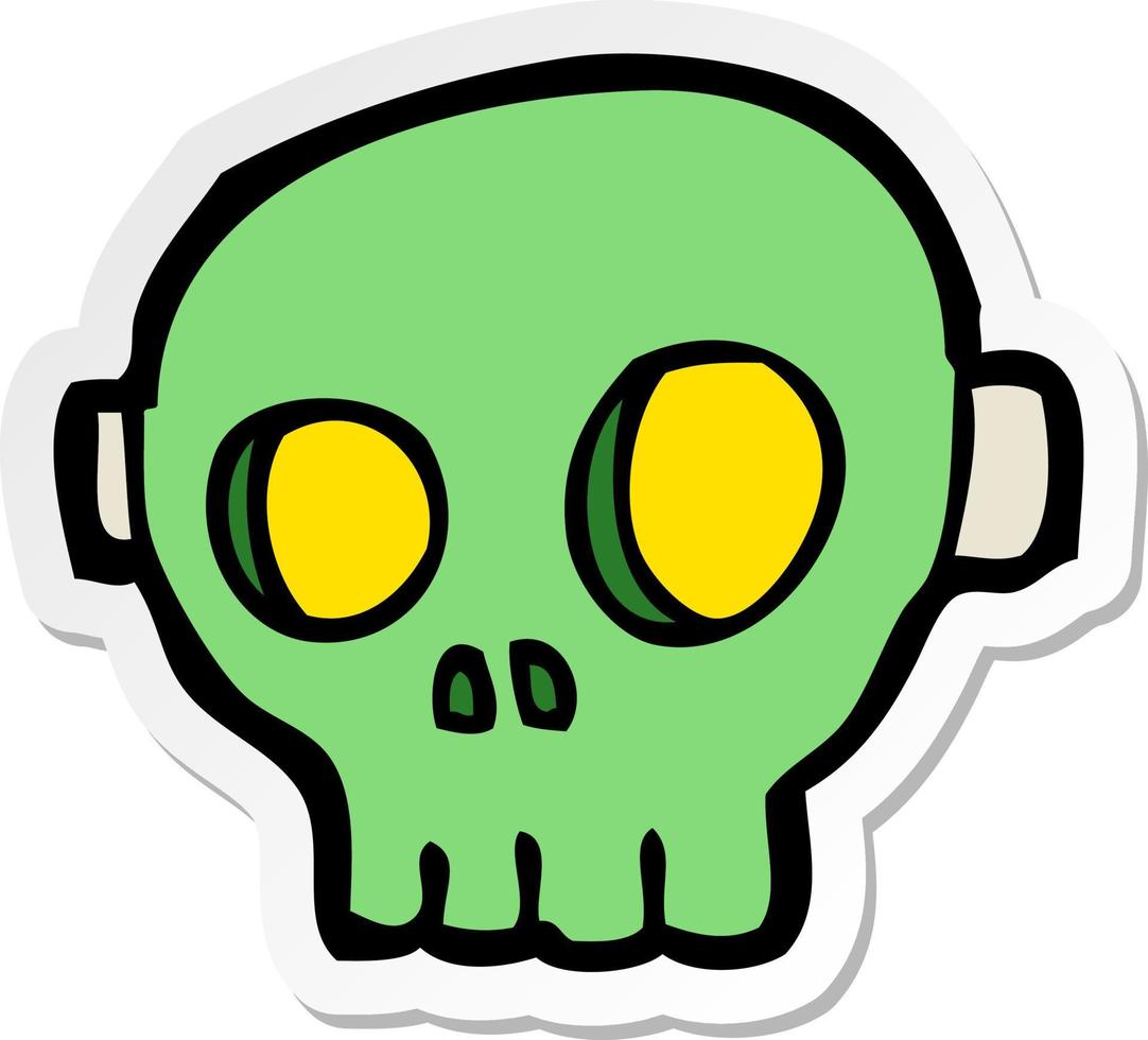 sticker of a cartoon spooky skull mask vector