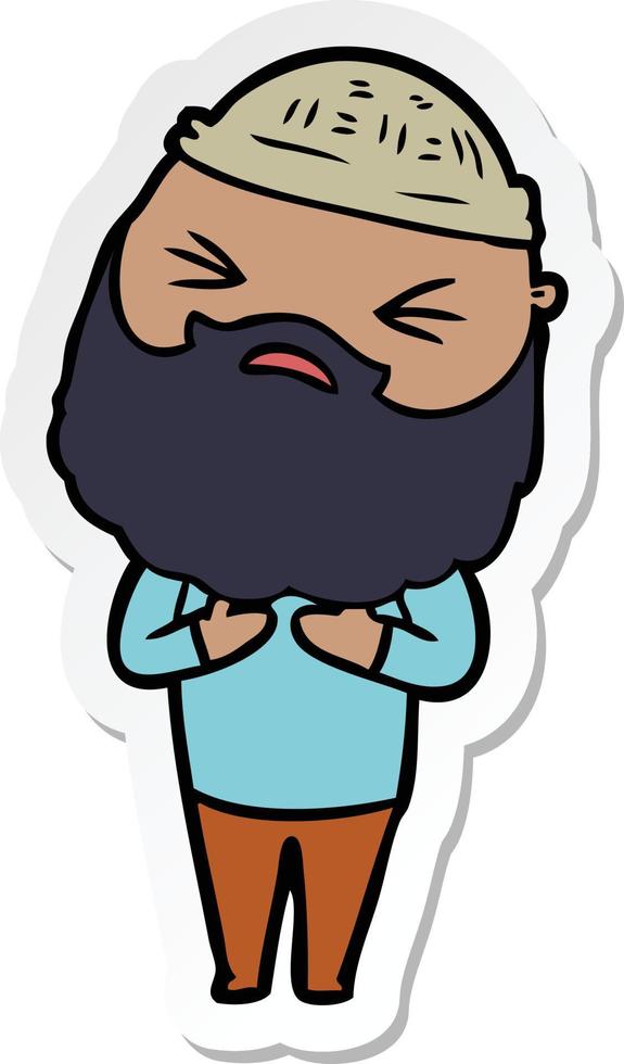 sticker of a cartoon man with beard vector