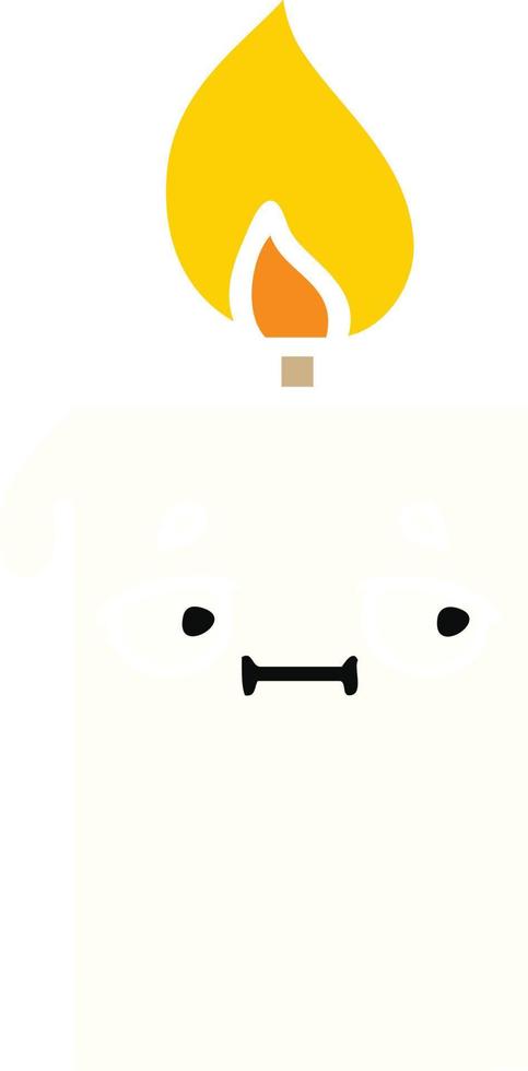flat color retro cartoon lit candle vector