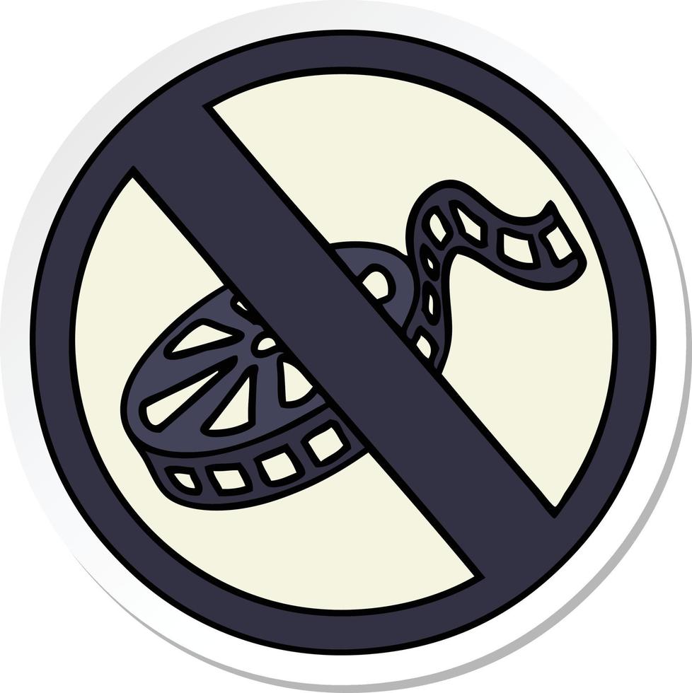 sticker of a cute cartoon no movies sign vector