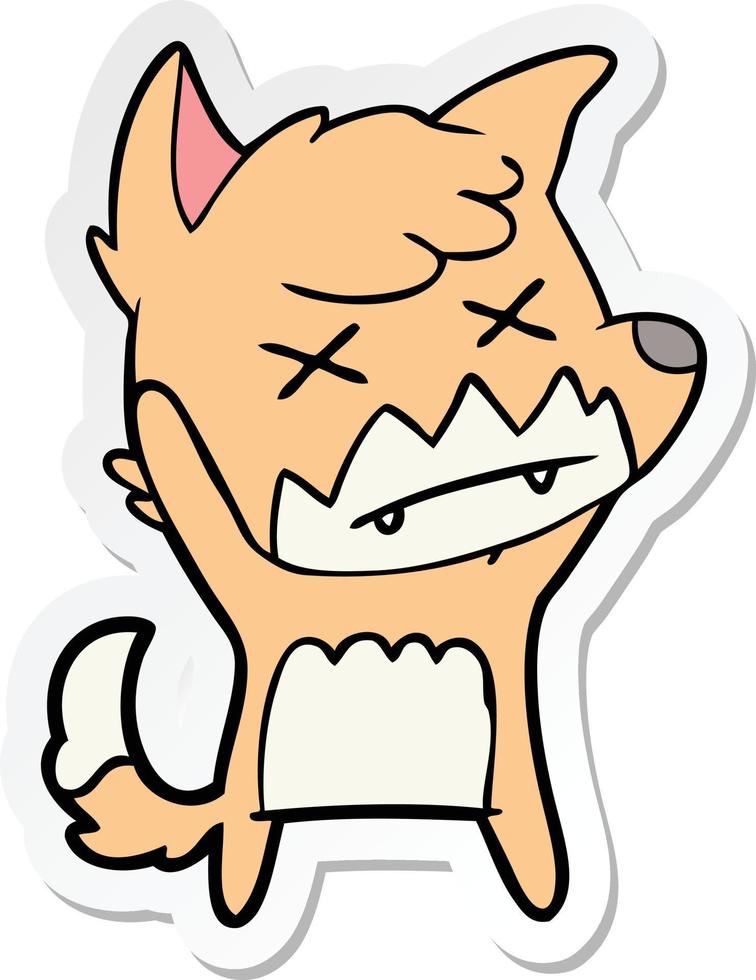 sticker of a cartoon cross eyed fox vector