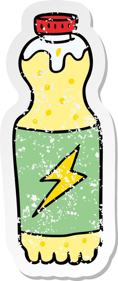 distressed sticker of a cartoon soda bottle vector