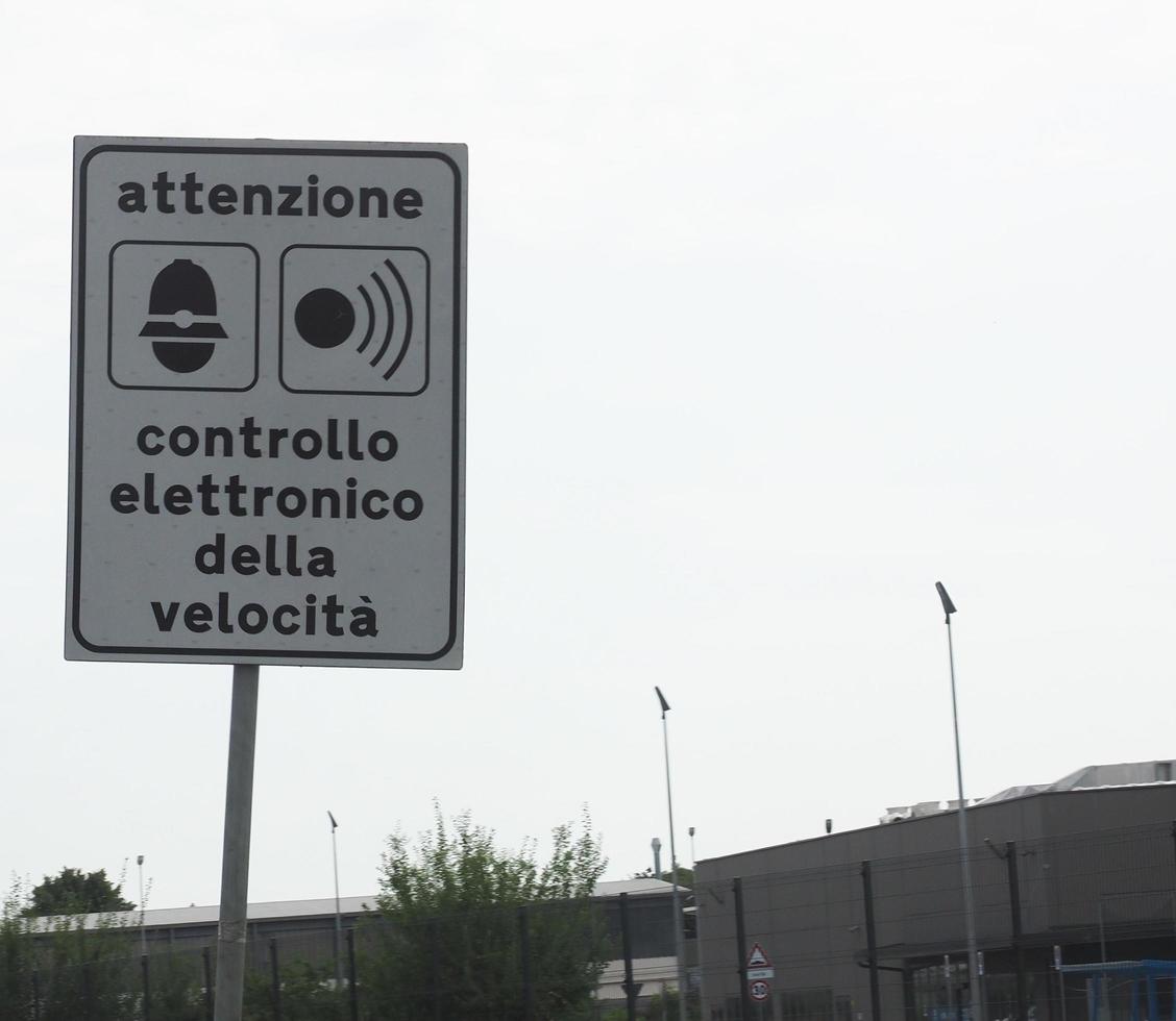 Italian electronic speed check sign photo