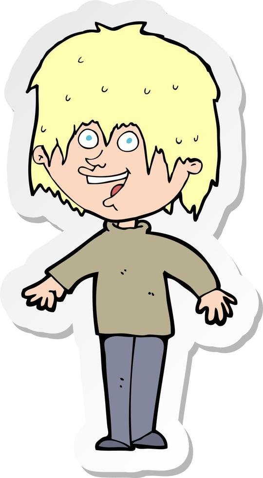 sticker of a cartoon excited man vector