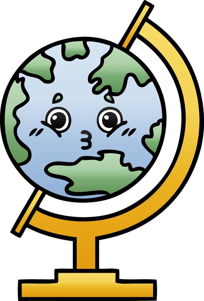 gradient shaded cartoon globe of the world vector