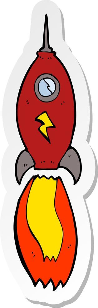 sticker of a cartoon rocket vector
