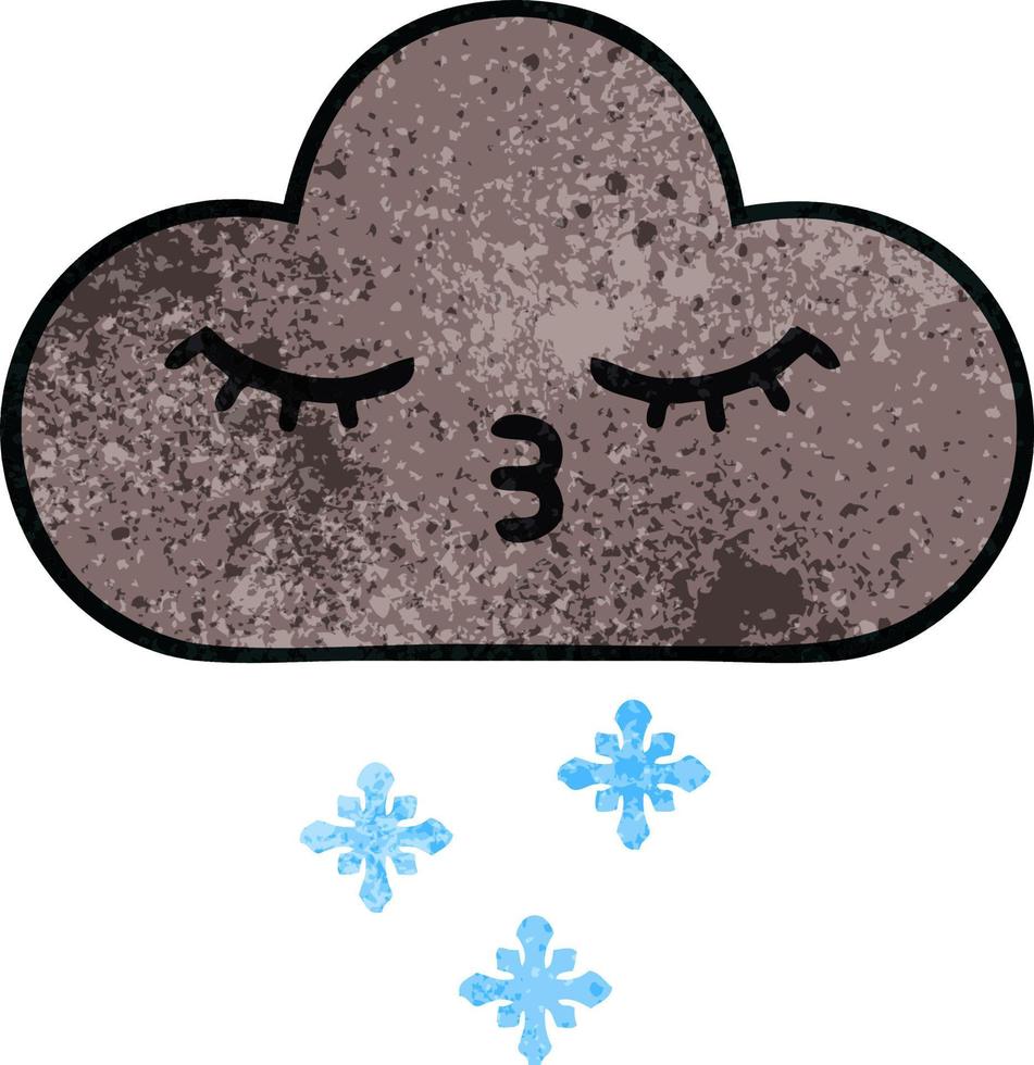 retro grunge texture cartoon storm snow cloud vector