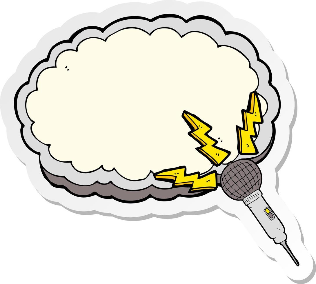 sticker of a cartoon microphone and space for text cloud vector