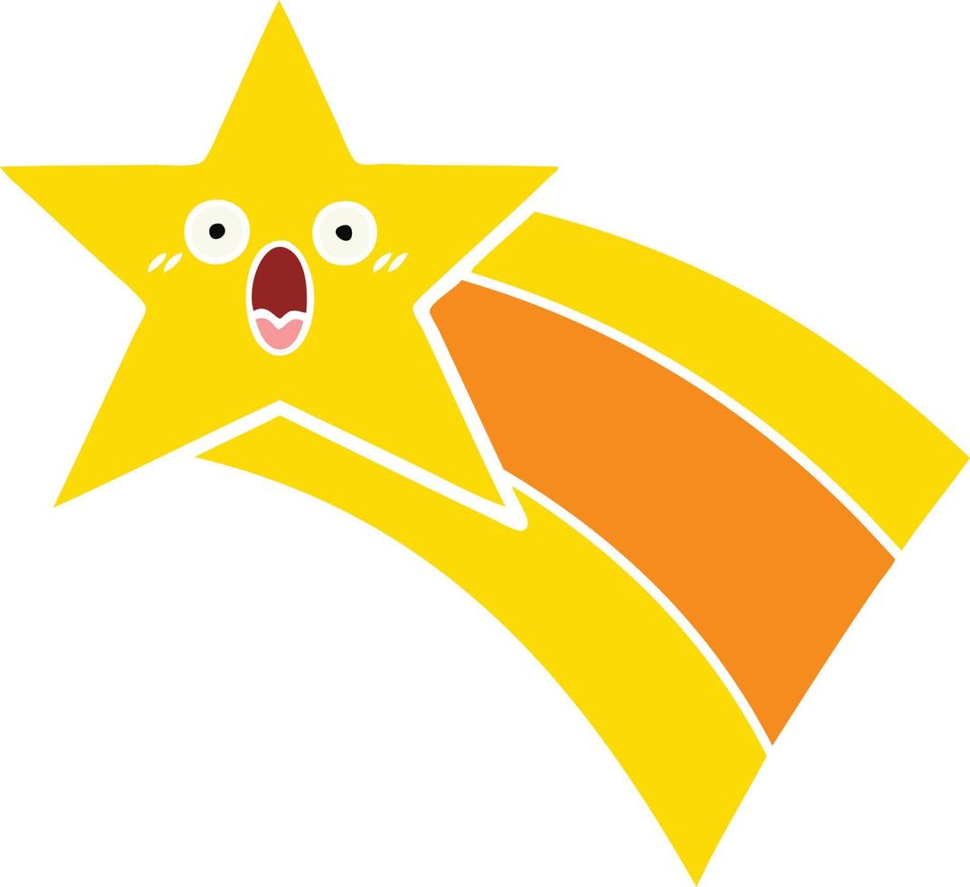 flat color retro cartoon shooting rainbow star vector