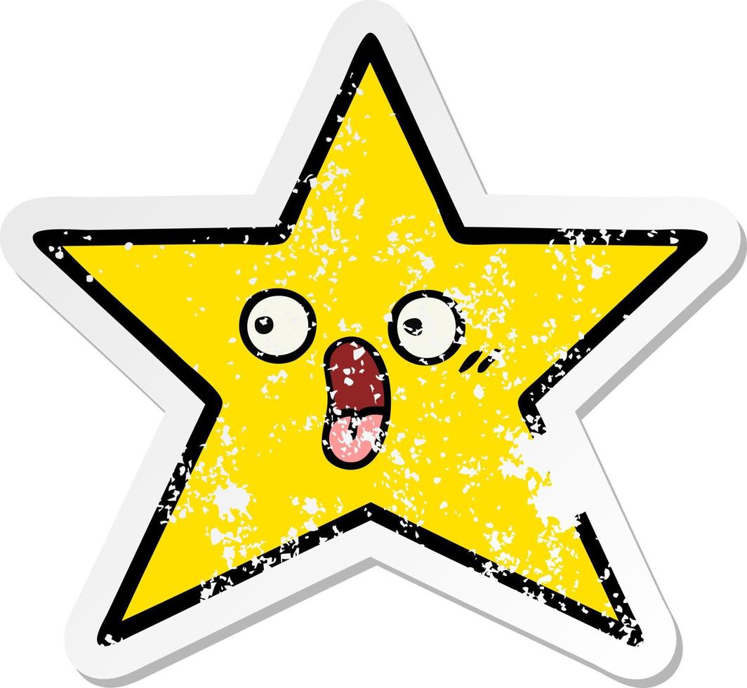 distressed sticker of a cute cartoon gold star vector