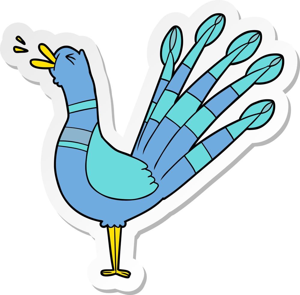 distressed sticker of a cartoon peacock vector