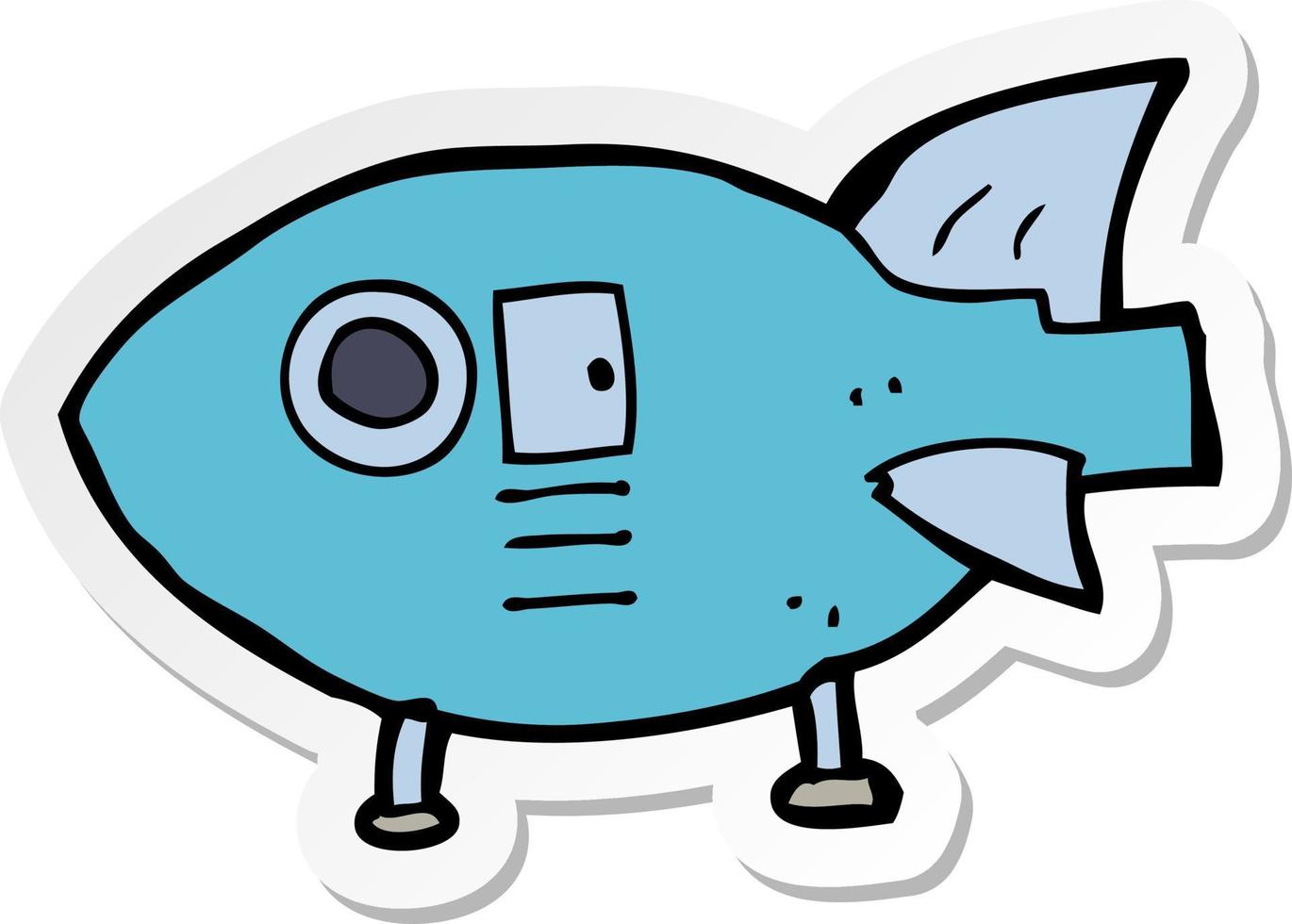 sticker of a cartoon space rocket vector