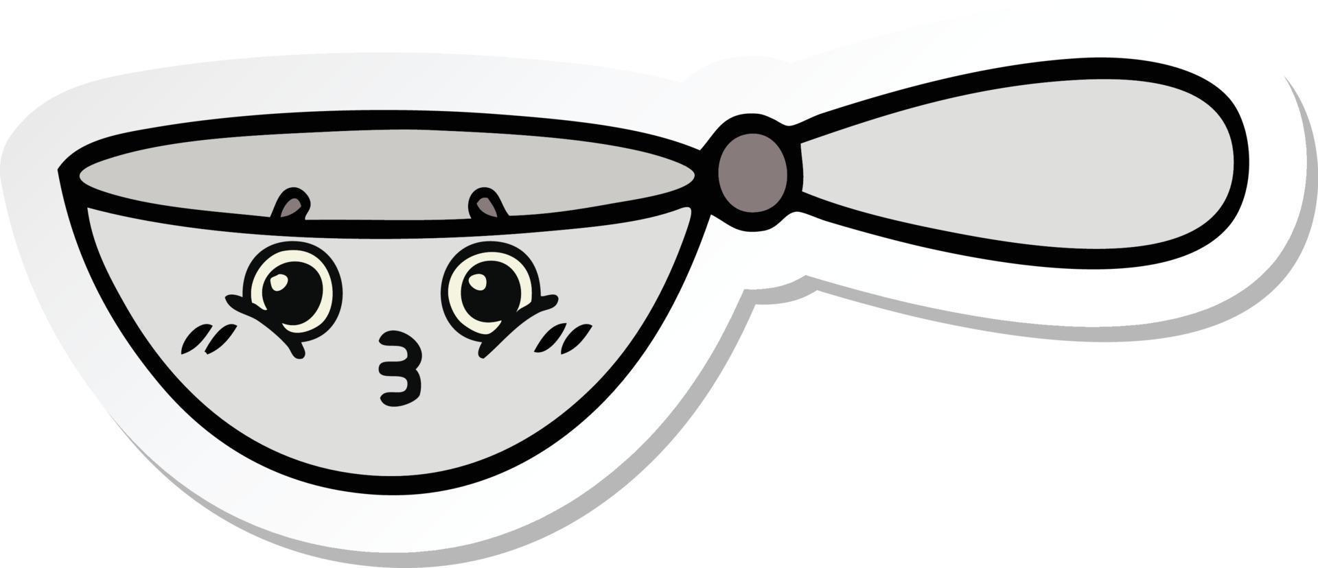 sticker of a cute cartoon measuring spoon vector
