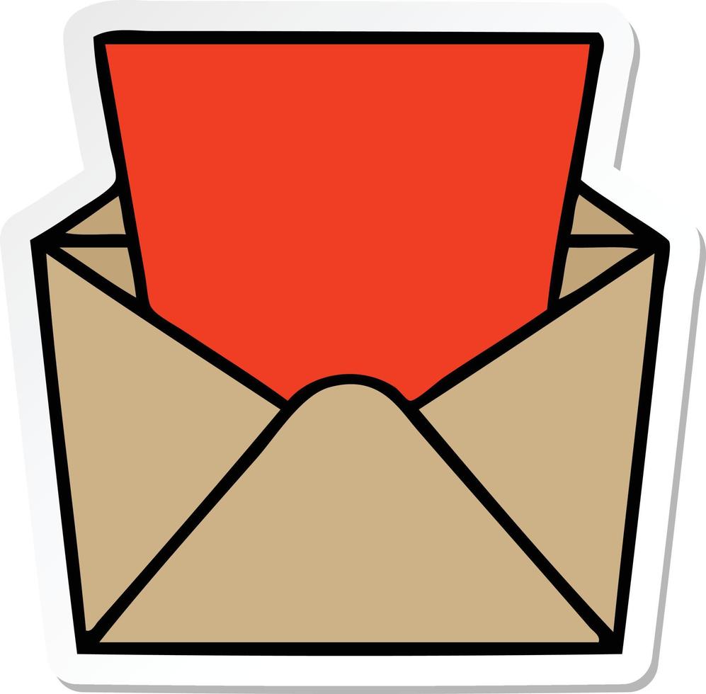 sticker of a quirky hand drawn cartoon letter and envelope vector