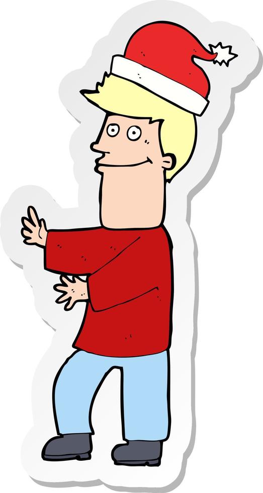 sticker of a cartoon man ready for christmas vector