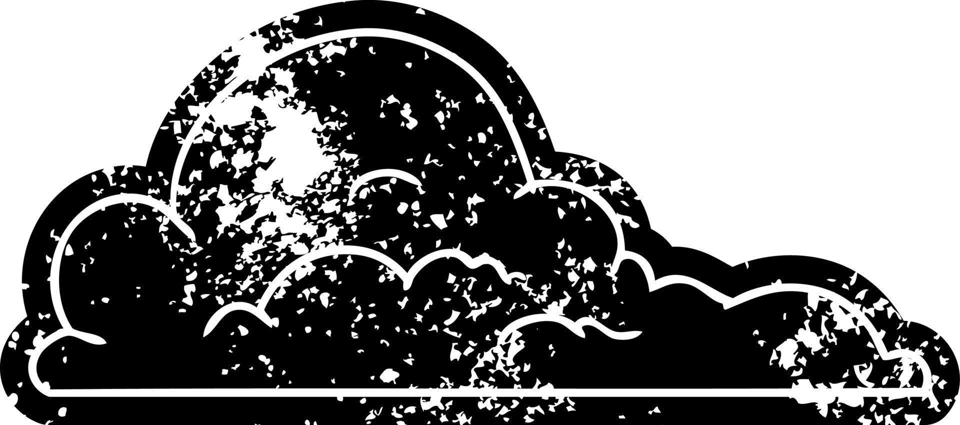 icono grunge dibujo de grandes nubes blancas vector