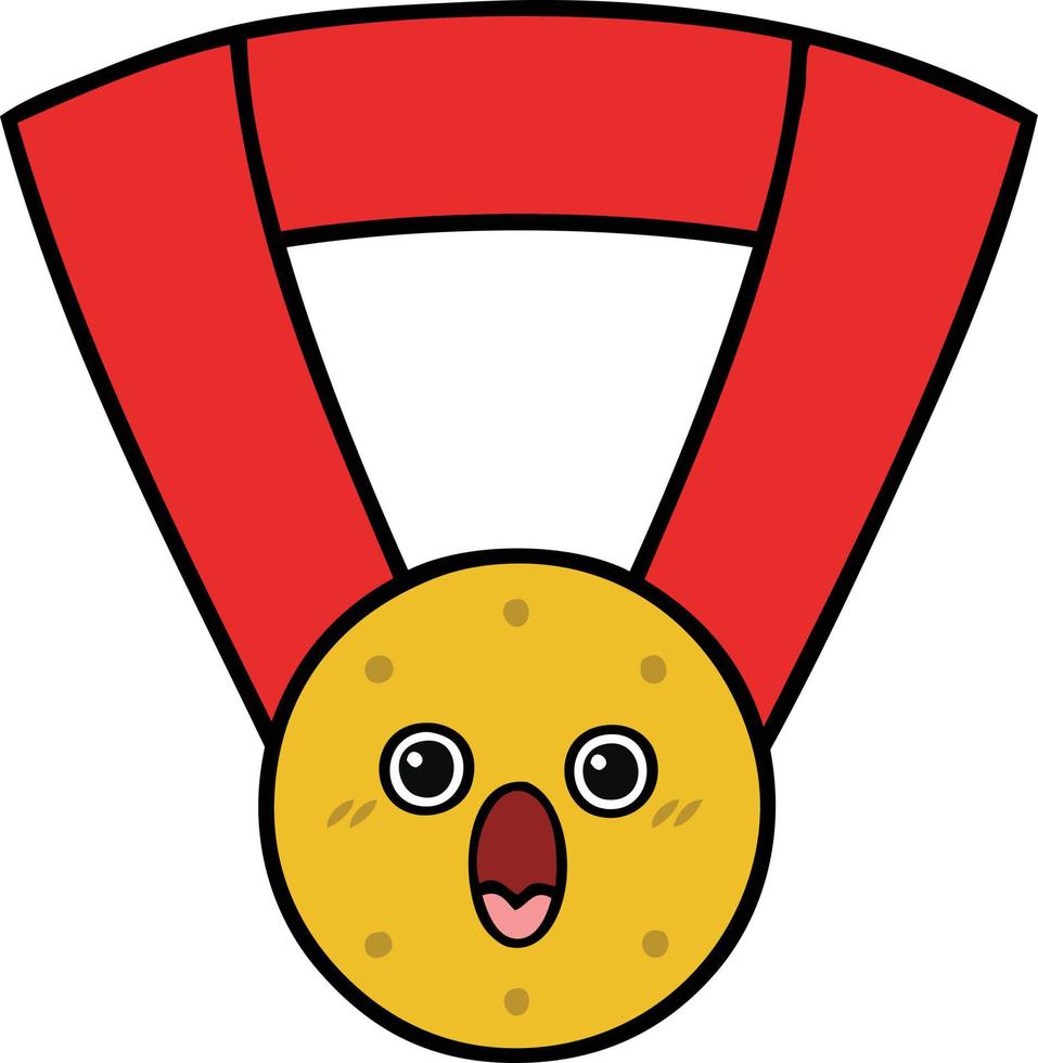 cute cartoon gold medal vector