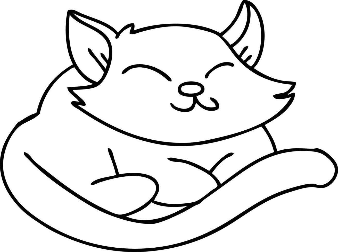 quirky line drawing cartoon cat vector