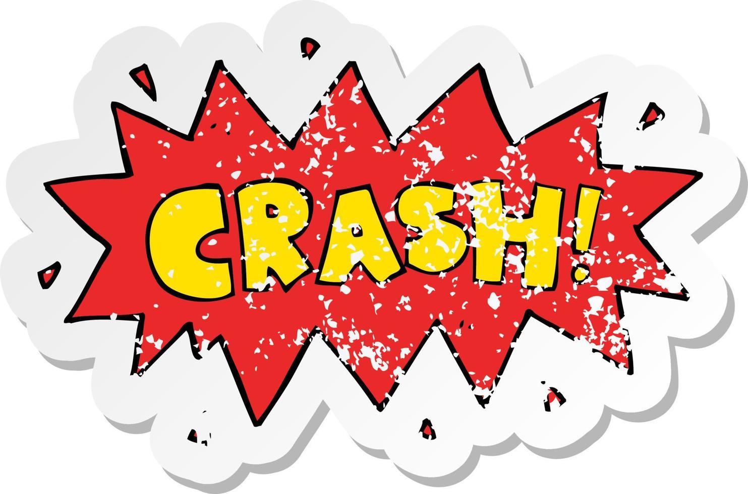 retro distressed sticker of a cartoon comic book crash symbol vector