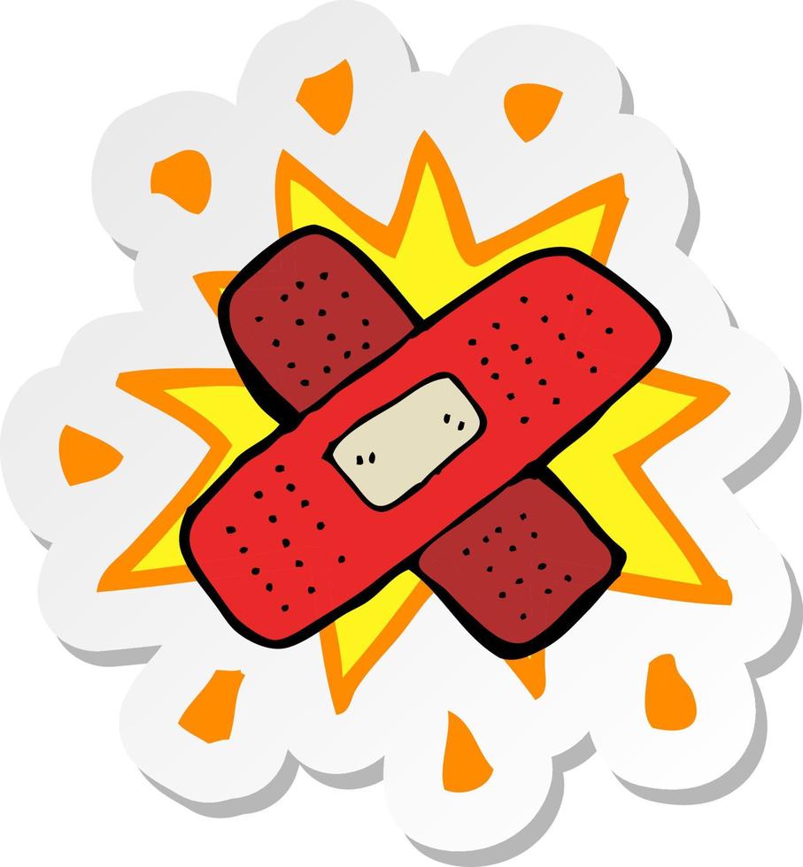sticker of a cartoon plaster vector