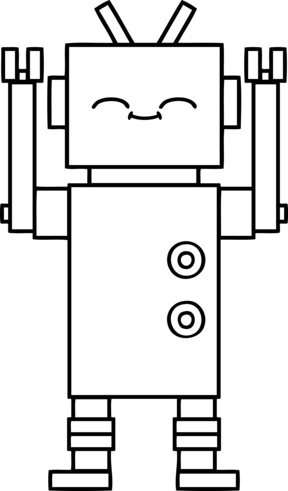 line drawing cartoon robot vector