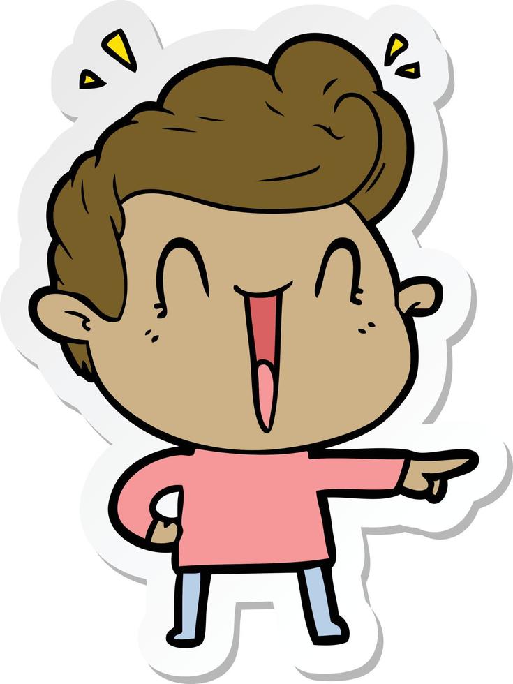 sticker of a cartoon excited man vector