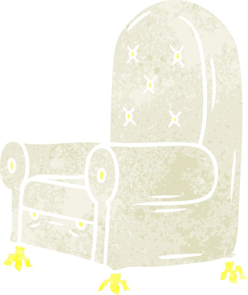 retro cartoon doodle of a blue arm chair vector