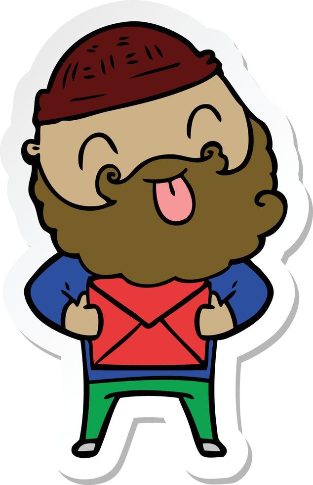 sticker of a man with beard sticking out tongue vector