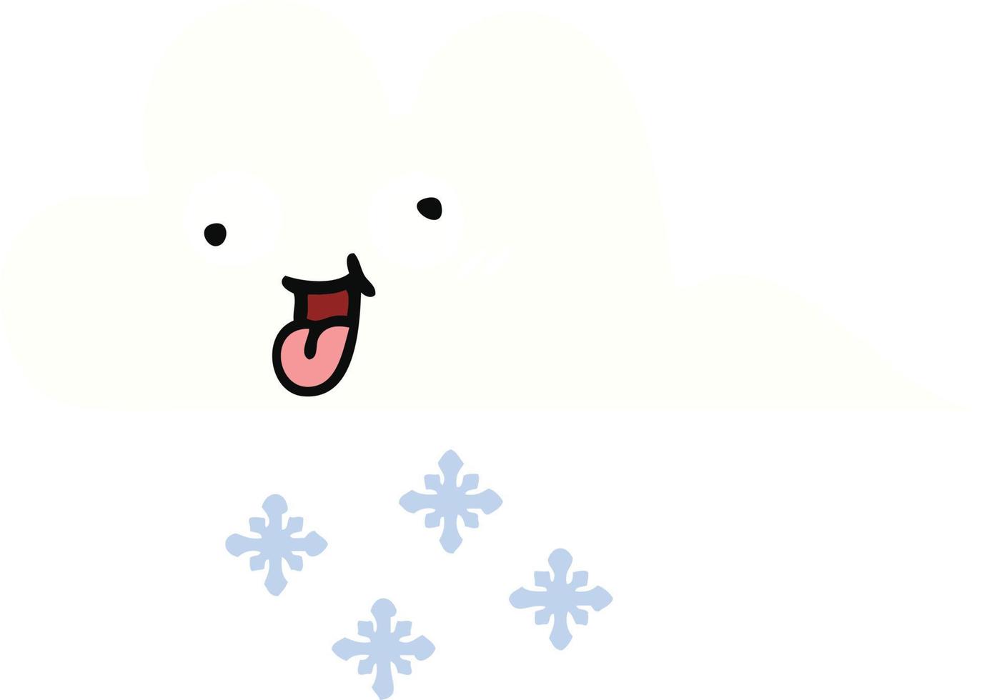 nube de nieve de dibujos animados retro de color plano vector