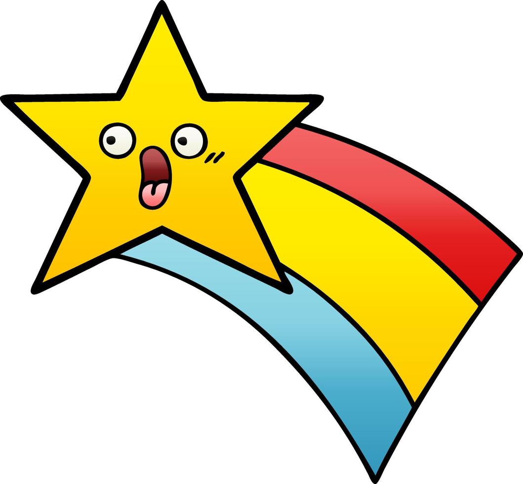 gradient shaded cartoon shooting rainbow star vector