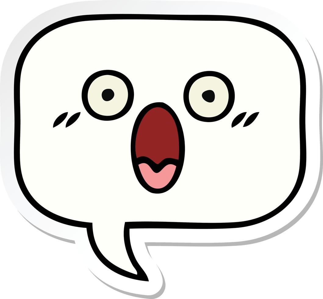 sticker of a cute cartoon speech bubble vector