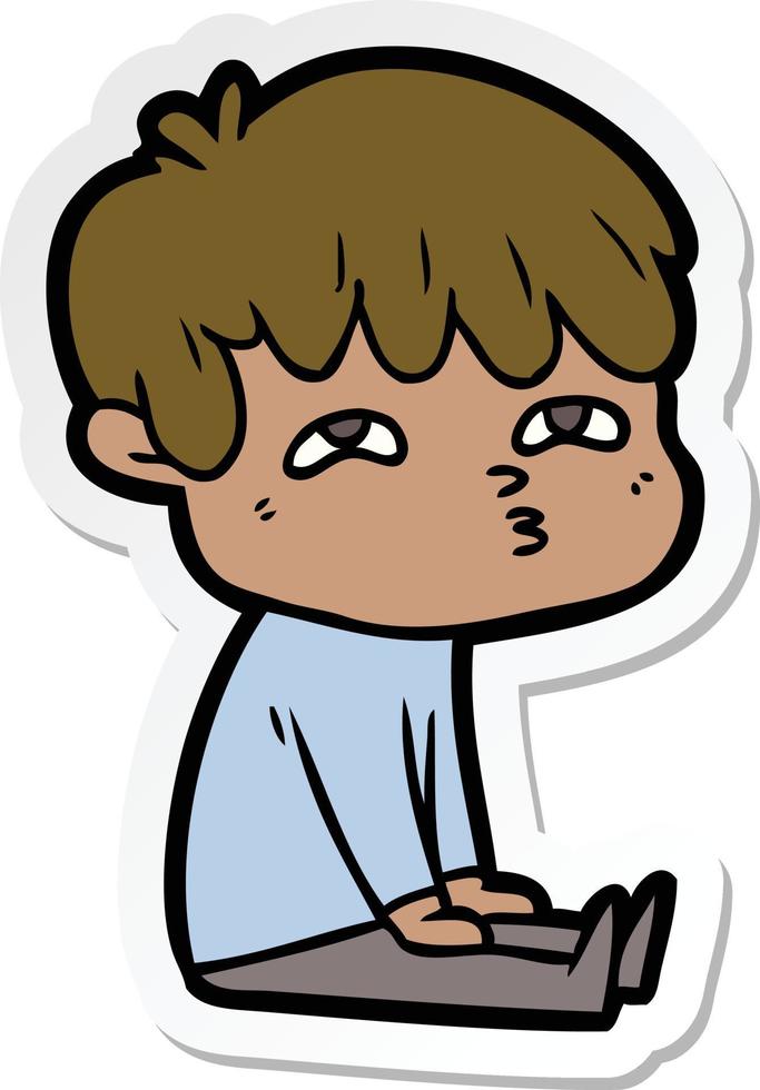 sticker of a cartoon curious man vector