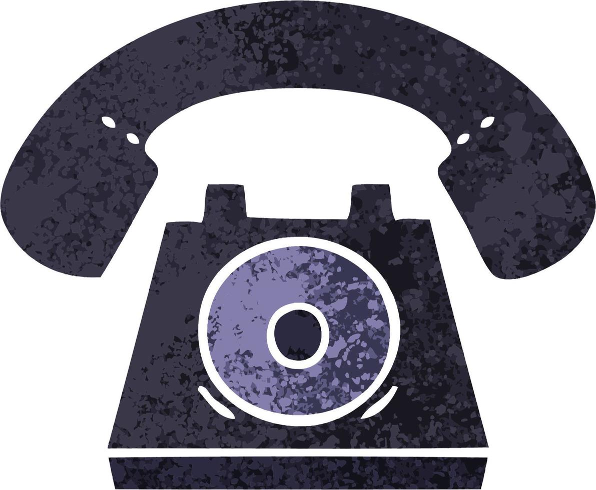 retro illustration style cartoon old telephone vector