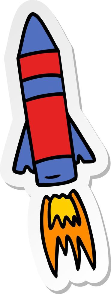 sticker cartoon doodle of a space rocket vector