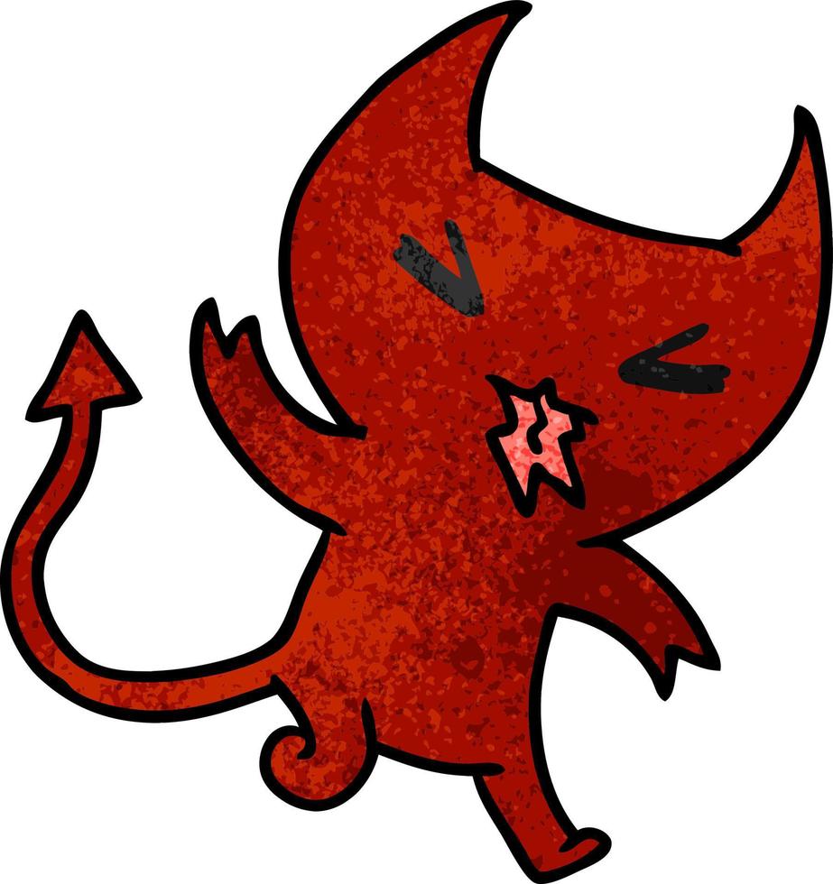 textured cartoon of a kawaii cute demon vector