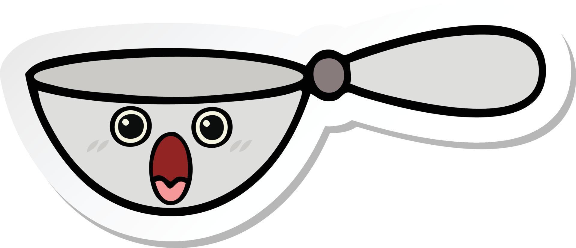 sticker of a cute cartoon measuring spoon vector