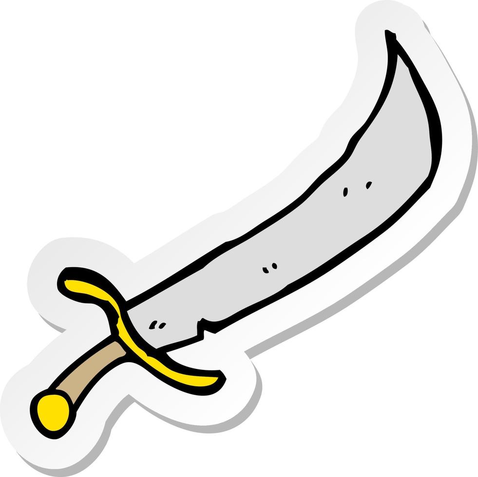 sticker of a cartoon sword vector