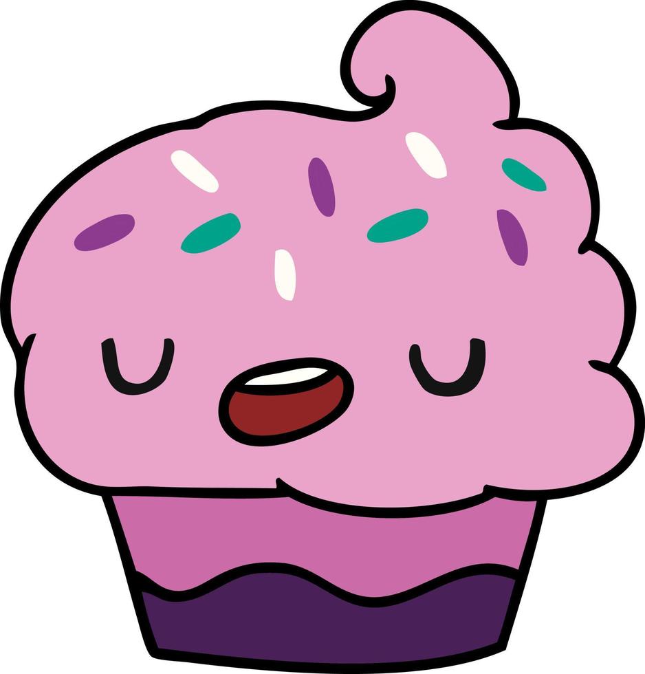 cartoon kawaii of a cute cupcake vector