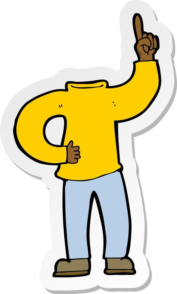 sticker of a cartoon headless body with raised hand vector