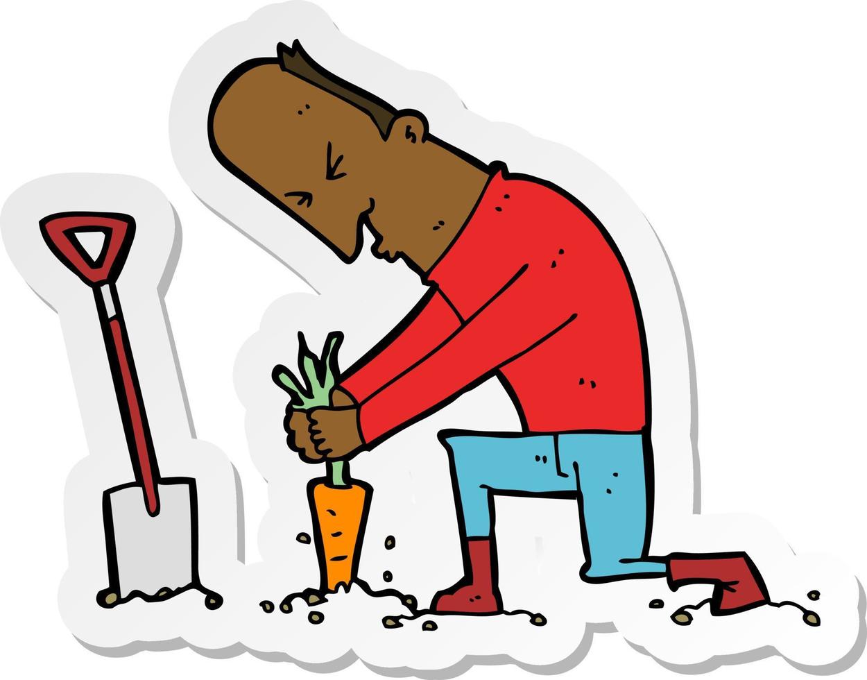sticker of a cartoon gardener vector