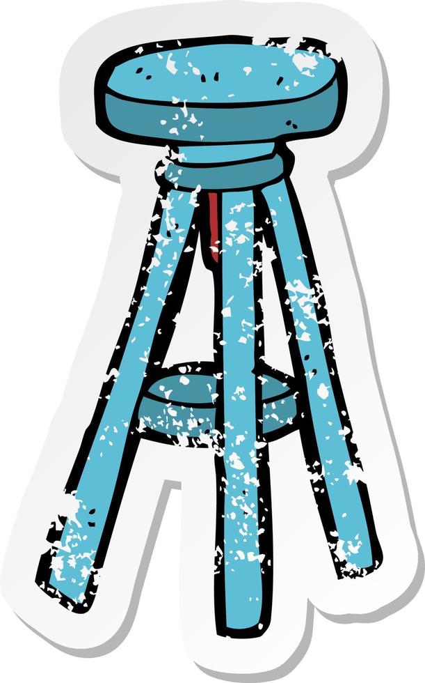 retro distressed sticker of a cartoon stool vector