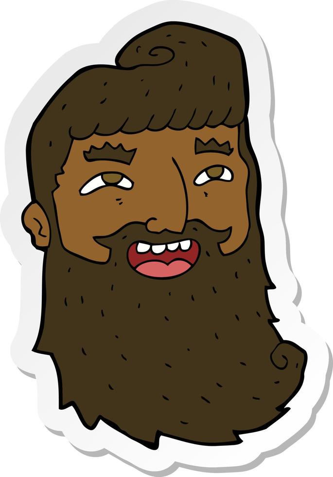 sticker of a cartoon man with beard laughing vector