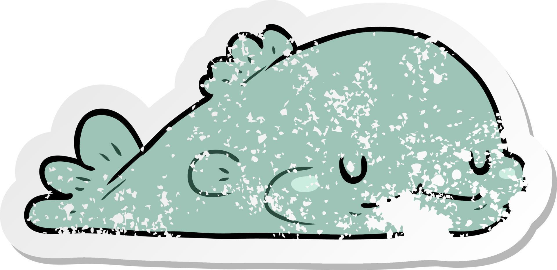 distressed sticker of a cartoon fish vector