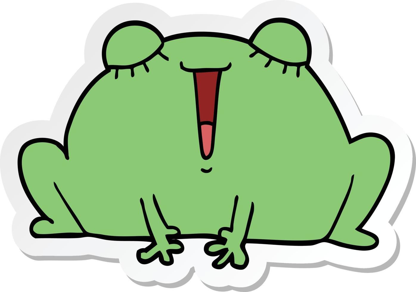 sticker of a cute cartoon frog vector