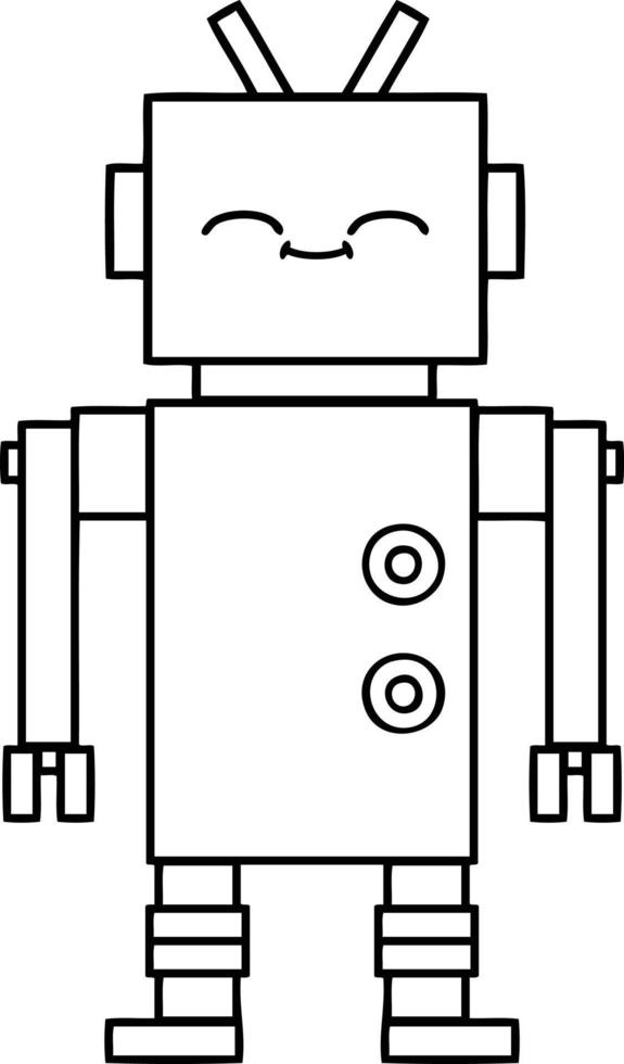 line drawing cartoon robot vector